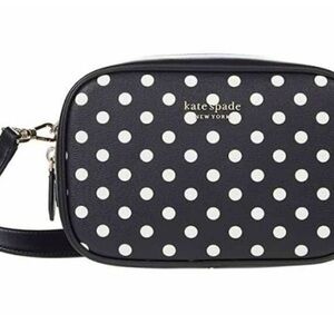 Kate Spade Black and White infinite domino  Dot Crossbody medium Camera Bag